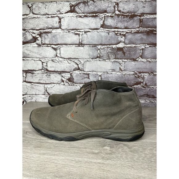 Eddie Bauer Green Brown Suede Leather Mid Lace Up Desert Boots Men 11.5M US/46EU - Picture 1 of 16